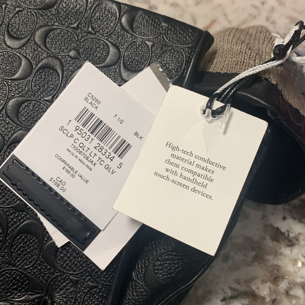 COACH Signature Leather Tech Gloves - Picture 11 of 16